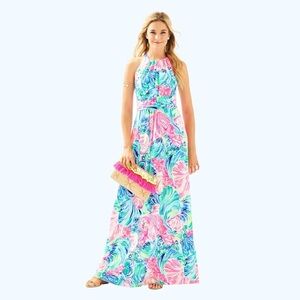 Lilly Pulitzer Martina Halter Maxi Dress in Beach Please Size XL.